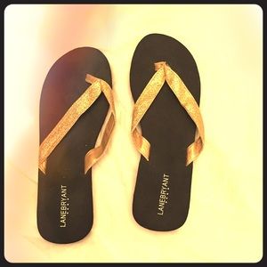 💋gold flip flops